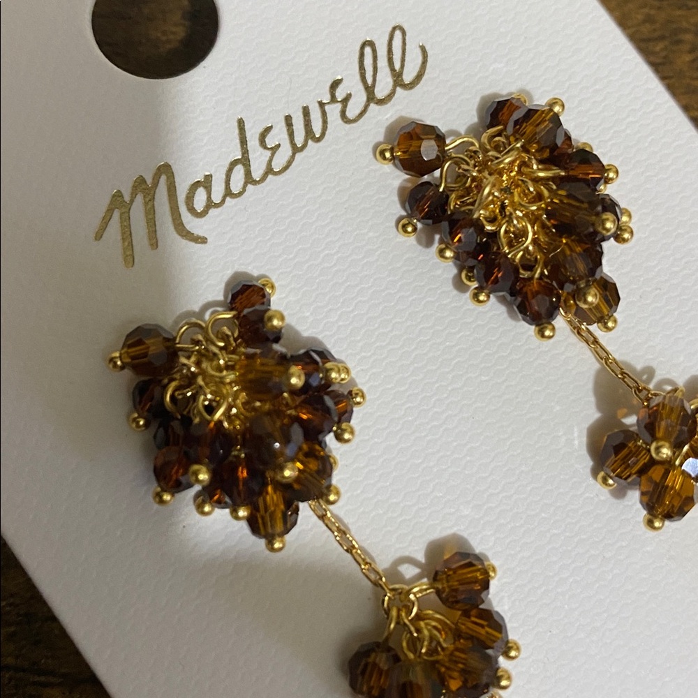 NWT MADEWELL Beaded Cluster Drop Statement Earrings - Picture 6 of 7